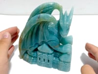 Unique Caribbean Calcite Flying Dragon Castle Carving