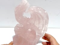 Beautiful Rose Quartz Flying Dragon Castle Carving
