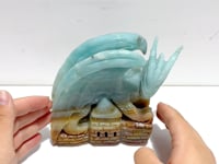 Beautiful Caribbean Calcite Flying Dragon Castle Carving