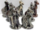 7 Pieces China Grey Stripe Stone Cat Carving