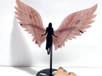 Beautiful Strawberry Quartz Angel Wing Carving With Stand