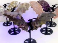 5 Pairs Flying Dragon Wing With Stand Chevron Amethyst Pink Agate