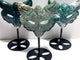 3 Pieces Moss Agate Fox Mask Carving With Stand