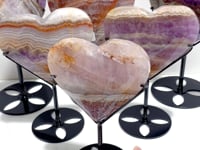 6 Pieces Amethyst Mixed Agate Heart With Stand
