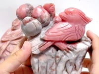 3 Pieces Pink Opal Bird Carving
