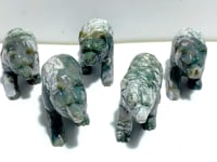 5 Pieces Beautiful Moss Agate Bear Carving