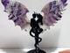 Unique Chevron Amethyst Demon and Angel Wing Carving With Stand