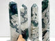 4 Pieces Tall Geode Druzy Moss Agate Tower Points