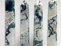 4 Pieces Tall Geode Druzy White Moss Agate Tower Points