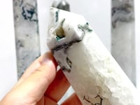 4 Pieces Tall Geode Druzy White Moss Agate Tower Points