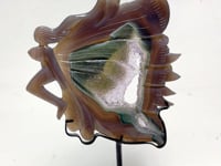 Unique Geode Druzy Agate Butterfly Fairy Carving With Stand