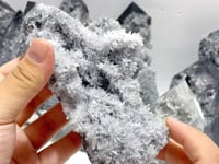 9 Pieces Black Clear Quartz Cluster Raw Side Point Tower