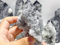 5 Pieces Black Clear Quartz Cluster Raw Side Tower