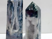 2 Pieces Large Geode Druzy Moss Agate Four-sided Point
