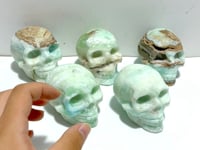 5 Pieces Green Calcite Skull Carving