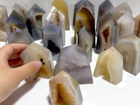 21 Pieces Geode Druzy Agate Four-sided Tower Point