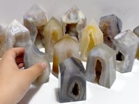 13 Pieces Geode Druzy Agate Four-sided Tower Point
