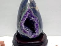 Large Amethyst Mixed Agate Dinosaur Egg Shape Home Decor With Stand