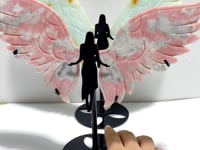 2 Pairs Angel Wing Carving With Stand Pink Opal Caribbean Calcite
