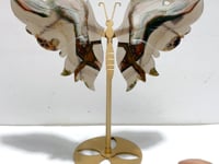 Stripe Agate Symmetry Butterfly Wing Carving With Stand