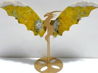 Yellow Bumble Bee Jasper Flying Dragon Wing Carving With Stand