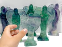 6 Pieces Rainbow Fluorite Angel Carving