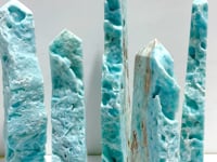 5 Pieces Large Blue Hemimorphite Four-Sided Tower Point Raw Side