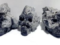 3 Pieces Large Black Clear Quartz Cluster Skull Carving