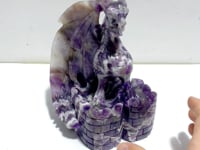 Unique Chevron Amethyst Flying Dragon Castle Carving