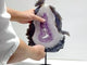 Beautiful Large Amethyst Mixed Geode Druzy Agate Flying Dragon Castle Carving With Stand