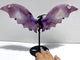 Unique Purple Flower Agate Flying Dragon Wing Carving With Stand