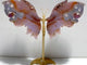 Beautiful Purple Flower Agate Butterfly Wing Carving With Stand