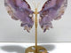 Beautiful Purple Sakura Flower Agate Butterfly Wing Carving With Stand