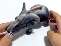 Unique Amethyst Mixed Geode Agate Druzy Elephant Animal Carving #A07
