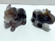 2 Pieces Amethyst Mixed Geode Agate Druzy Elephant Animal Carving #A09