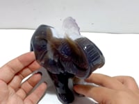Unique Amethyst Mixed Geode Agate Druzy Elephant Animal Carving #A10