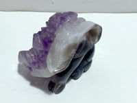 Unique Amethyst Mixed Geode Druzy Agate Elephant Animal Carving #A11