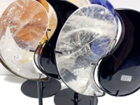 4 Pairs Taijitu Symbol With Stand Clear Quartz Obsidian Sodalite Fire Quartz