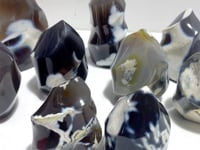 9 Pieces Black Orca Agate Flame Carving