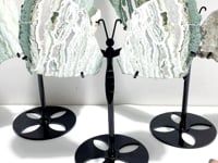 3 Pairs Stripe Moss Agate Slab Butterfly Wing With Stand