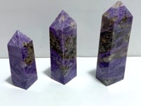 3 Pieces Charoite Four-sided Tower Point