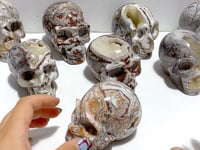 8 Pieces Geode Druzy Morocco Agate Skull Carving #1