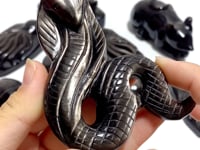 8 Pieces Silver Sheen Obsidian Animals Carving