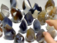 21 Pieces Black Orca Agate Flame Carving #1