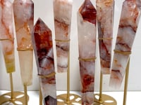 7 Pieces Fire Quartz Point Magic Scepter Wand With Stand