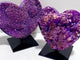 2 Pieces Aura Purple Quartz Cluster Heart With Stand #9