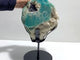 Large Raw Amazonite Mixed Black Tourmaline Specimen With Stand