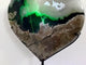 Unique Geode Druzy Volcano Agate Heart Carving With Stand(UV-Reactive) #3