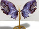Beautiful Symmetric Purple Flower Agate Butterfly Wing Carving With Stand