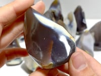 16 Pieces Black Orca Agate Flame Carving #3